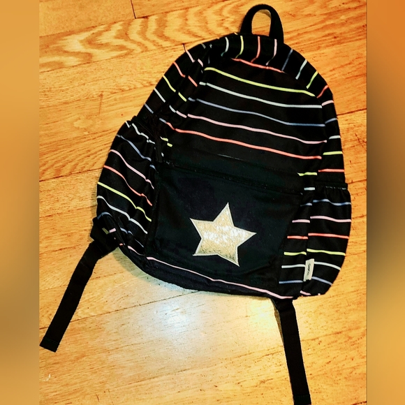 NEW Gap Kids Large Navy Backpack with Silver Glitter Star & Stripes - Picture 1 of 6